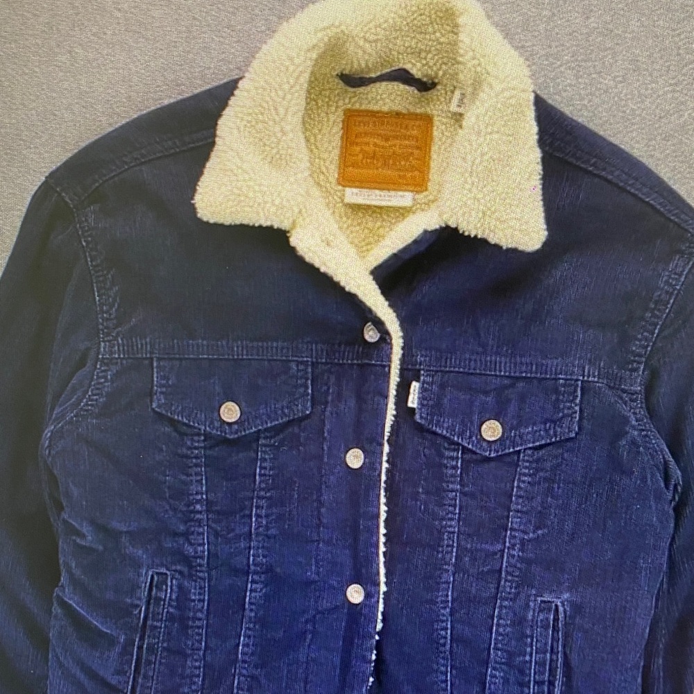 Levi's Navy Corduroy Sherpa Jacket with Cream Lining